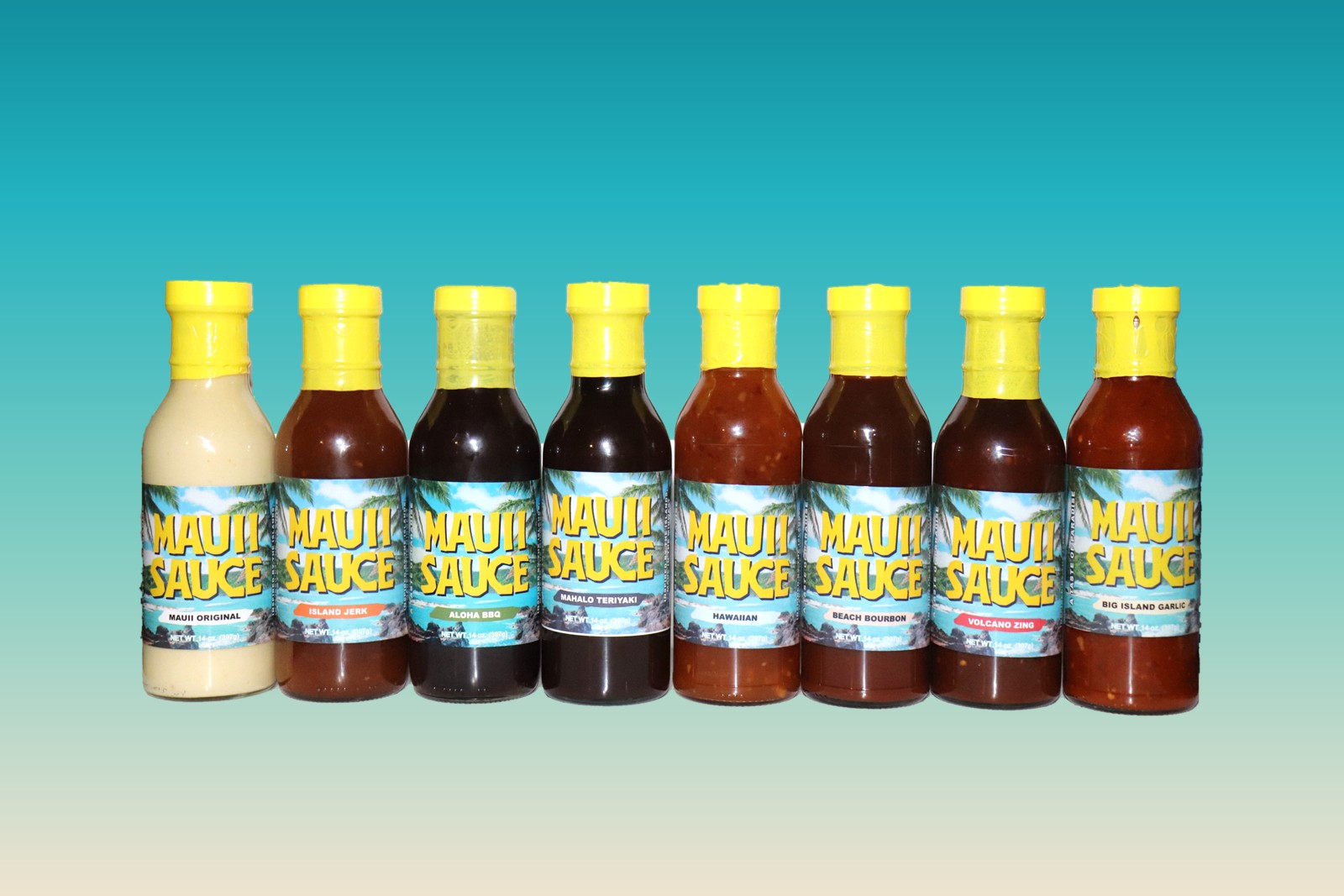 The Mauii Sauce bottle lineup